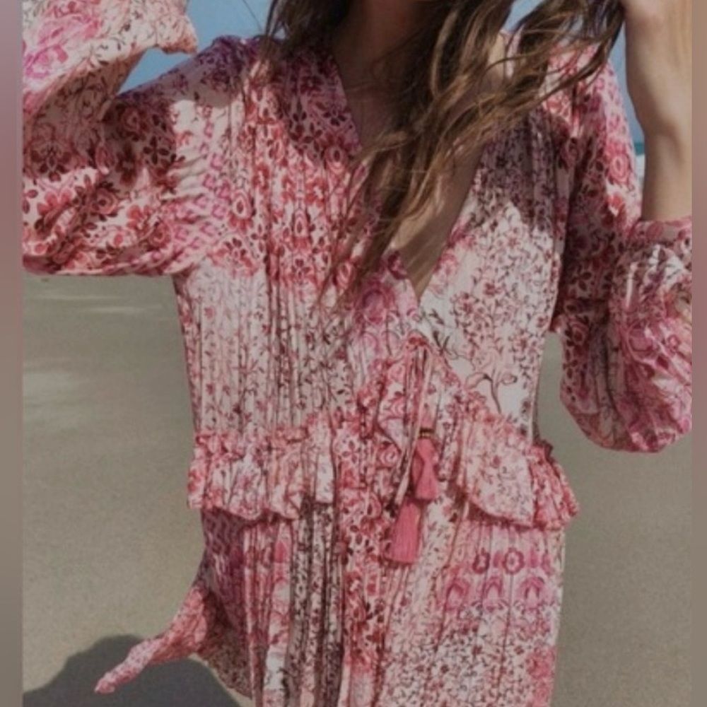 Zara Patchwork Print Minidress in Pink Size Large - Picture 3 of 6